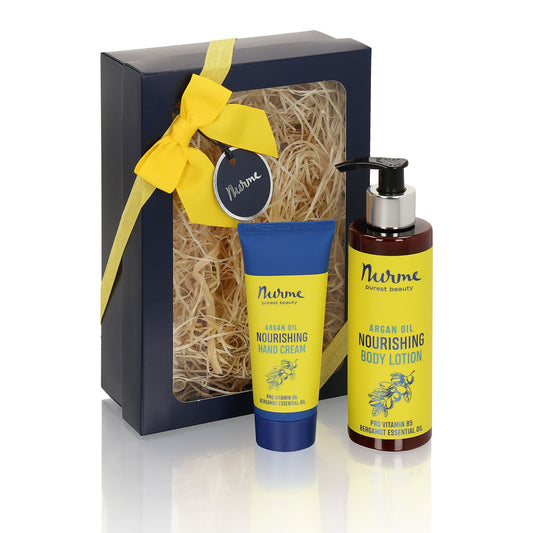 Natural Cosmetics Gift Set "Argan-Bergamot" Body Lotion and Hand Cream by Nurme