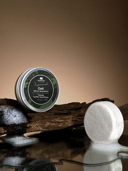 Solid Oak Shampoo ‘Imperial’ - For Men a natural cosmetic product by Magrada on wet rock